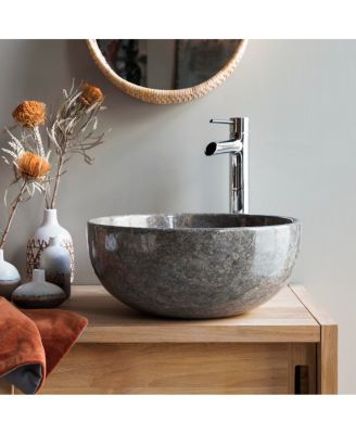 Mia Light Grey round marble washbasin