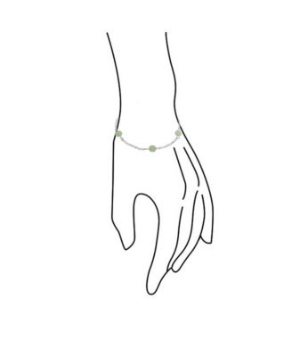 Delicate Jade Bead Ball Tin Cup Bracelet .925 Sterling Silver