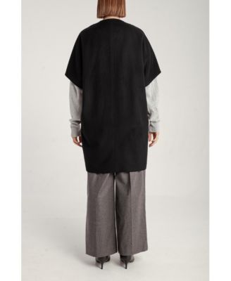 Women's Cashmere Short Sleeve Crew Neck Coat