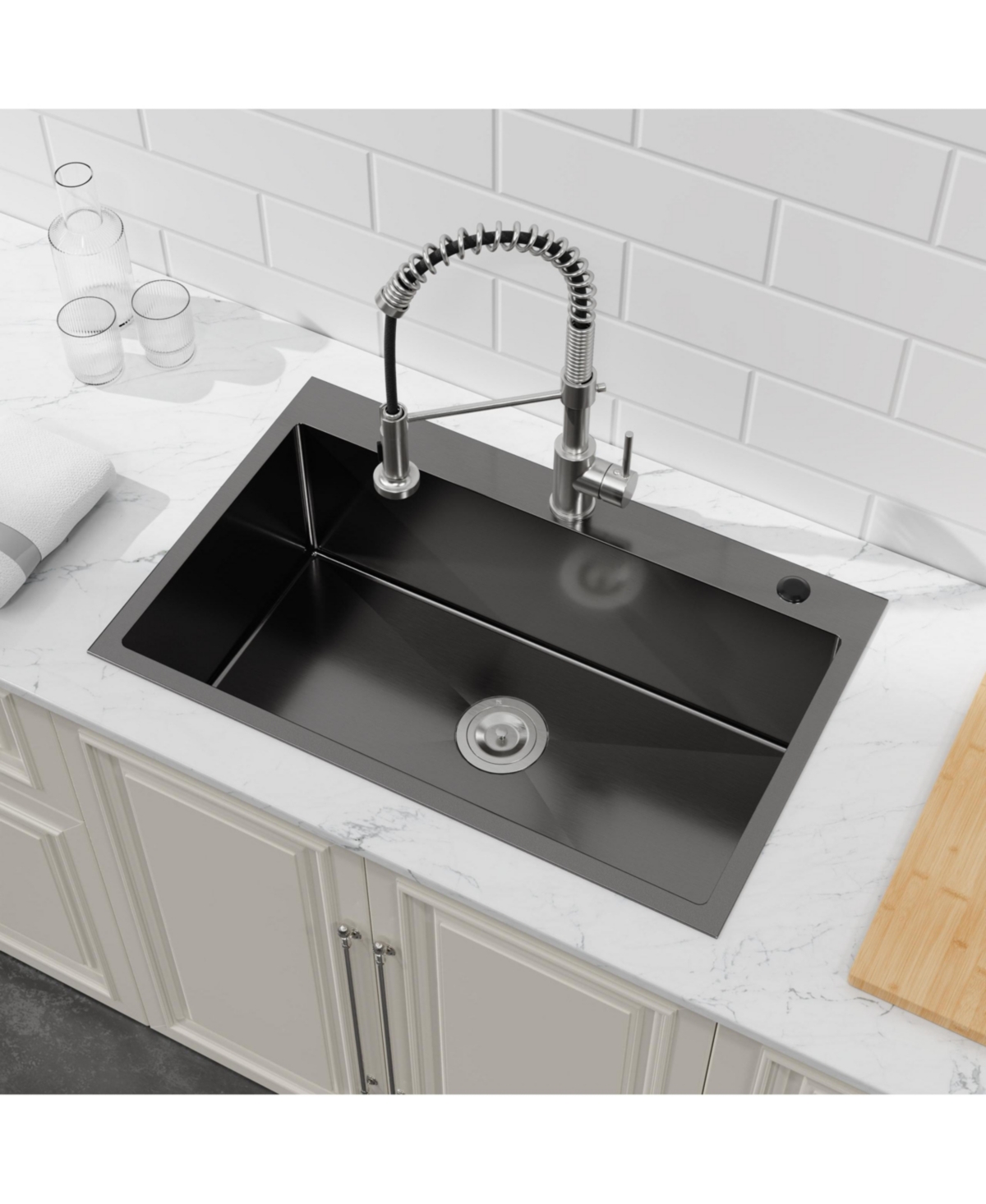 Flynama 30" x 19" Stainless Steel Single Bowl Overmount Kitchen Sink