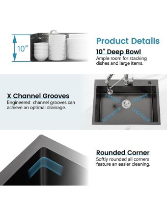 30" x 19" Stainless Steel Single Bowl Overmount Kitchen Sink