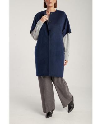 Women's Cashmere Short Sleeve Crew Neck Coat