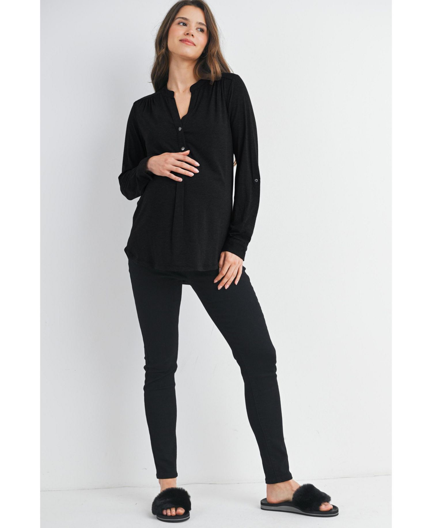 Maternity Henley V Neck Nursing Top