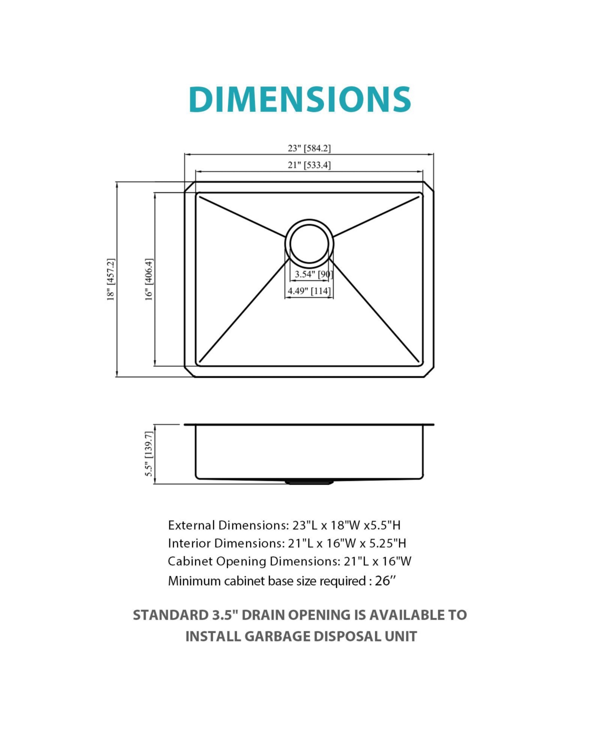 Kitchen Sinks 27x18 x5.5inch Ada Compliant Kitchen Sink Undermount Stainless Steel Single Bowl 16 Gauge