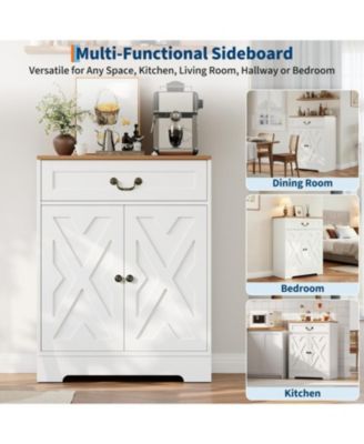 29" Modern Farmhouse Sideboard Buffet Cabinet with Drawer & Adjustable Shelves, Small Kitchen Storage Cabinet for Dining Room or Coffee Bar