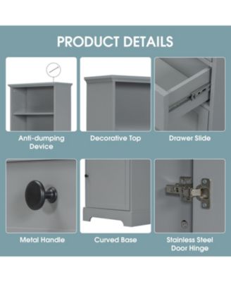 Bathroom Storage Cabinet, with 3 Drawers and Adjustable Shelves, Modern Cabinet