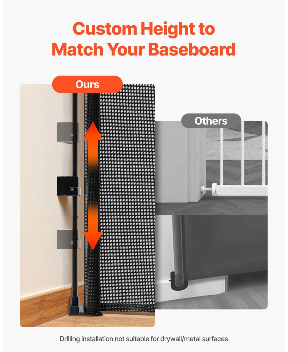 Cozito Extra Tall Retractable Baby Gate, 38.5 in Tall, Extends to 72.8 in Wide, Mesh Safety Gate w/ Security Lock, Indoor/Outdoor