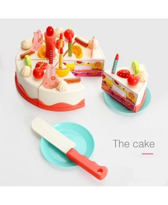 82-Piece Birthday Cake Playset for Kids with Light-Up Candle, Music & Cuttable Cake