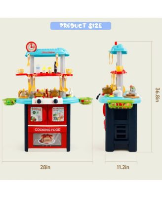 Kids Kitchen Playset with Light, Sound & Spray Functions for Realistic Pretend Play