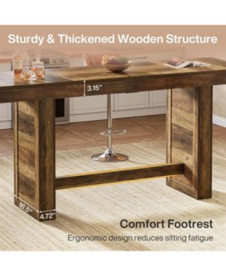 70.9-Inch Extra Long Bar Table, Farmhouse Bar Height Table with Footrest, Rectangular Counter Height Pub Table, Home Bar Unit