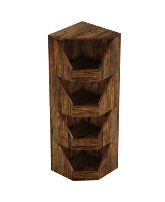 4-Tier Fruit and Vegetable Storage Rack, 55.12" H Freestanding Open Storage Basket Stand, Wood Corner Vegetable Fruit Shelves