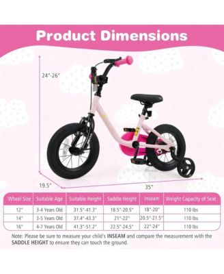 Kids Adjustable Training Bicycle with Dual Brake System Rubber Tires and Safety Features