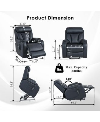 Power Lift Recliner Chair with Remote Control and Anti-Skid Cashmere Fabric