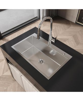 30x19inch Brushed Nickel Stainless Steel Kitchen Sink Single Bowl Overmount Handmade