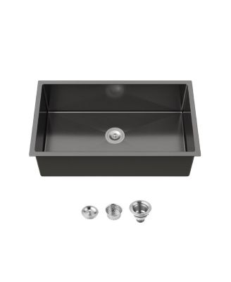 33x19inch Black Stainless Steel Kitchen Sink Single Bowl Undermount Handmade