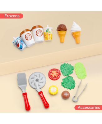 56-Piece Kids Pretend Diner Playset, Toy Food Set with Hamburger, Fries, Sandwich & Waffle