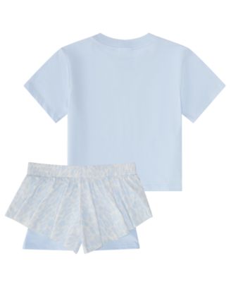 Baby Girls' Short-Sleeve Graphic T-Shirt and Printed Flowy Shorts, 2-Piece Set