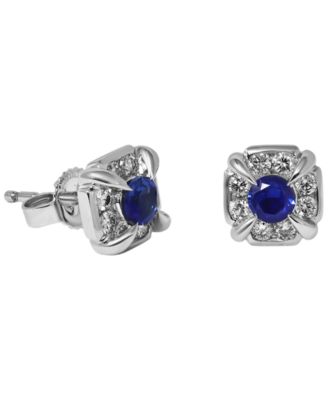 Sapphire (3/8 ct. t.w.) & Diamond (1/3 ct. t.w.) Stud Earrings in 14k White Gold