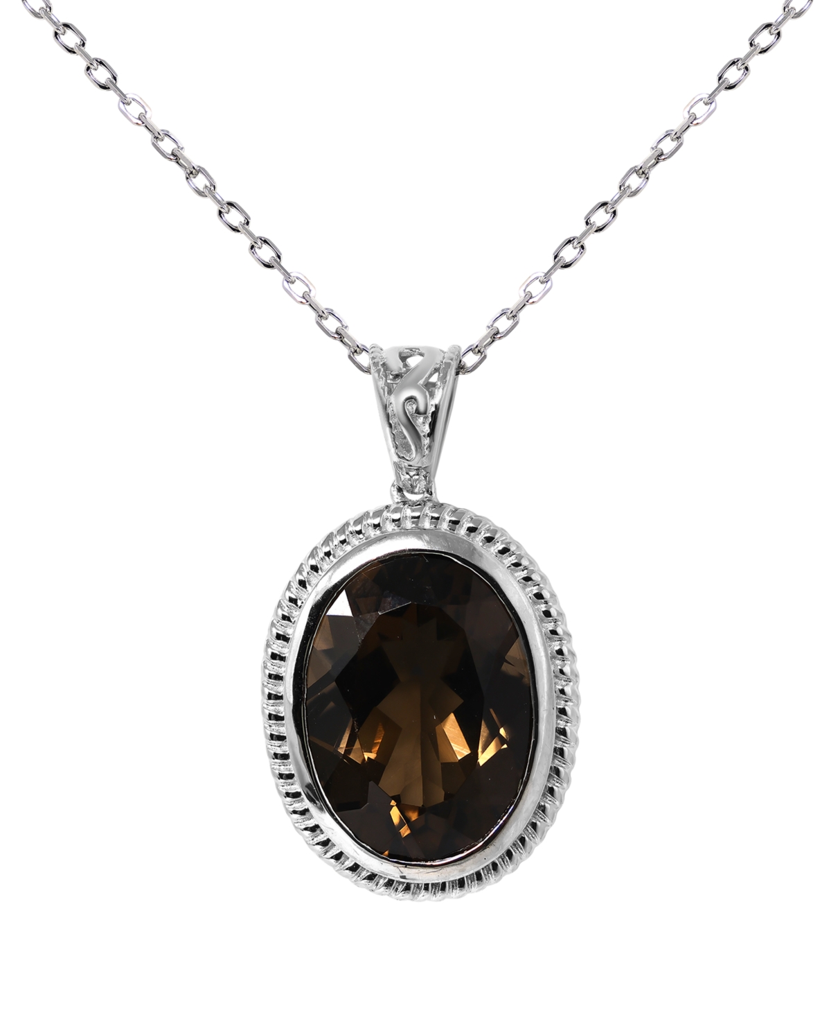 Macy's Smoky Quartz (10 ct. t.w.) Pendant Necklace in Sterling Silver