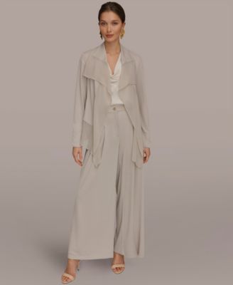 Women's Mixed Media Collared Neck Jacket