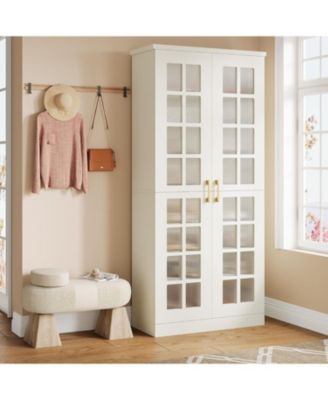 71-Inch Tall Shoe Cabinet with Doors Set of 2, 8-Tier Shoe Storage Cabinet with Adjustable Shelves, Modern Shoe Organizer Shoe Rack Cabinet