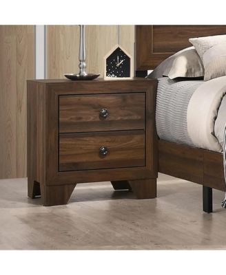 Modern Storage Nightstands for Bedroom, Wood Side Bed Table with 2 Drawers and Metal Handles for Apartment