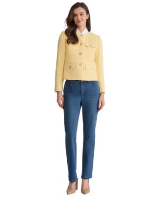 Women's Four Button Jewel Neck Tweed Jacket