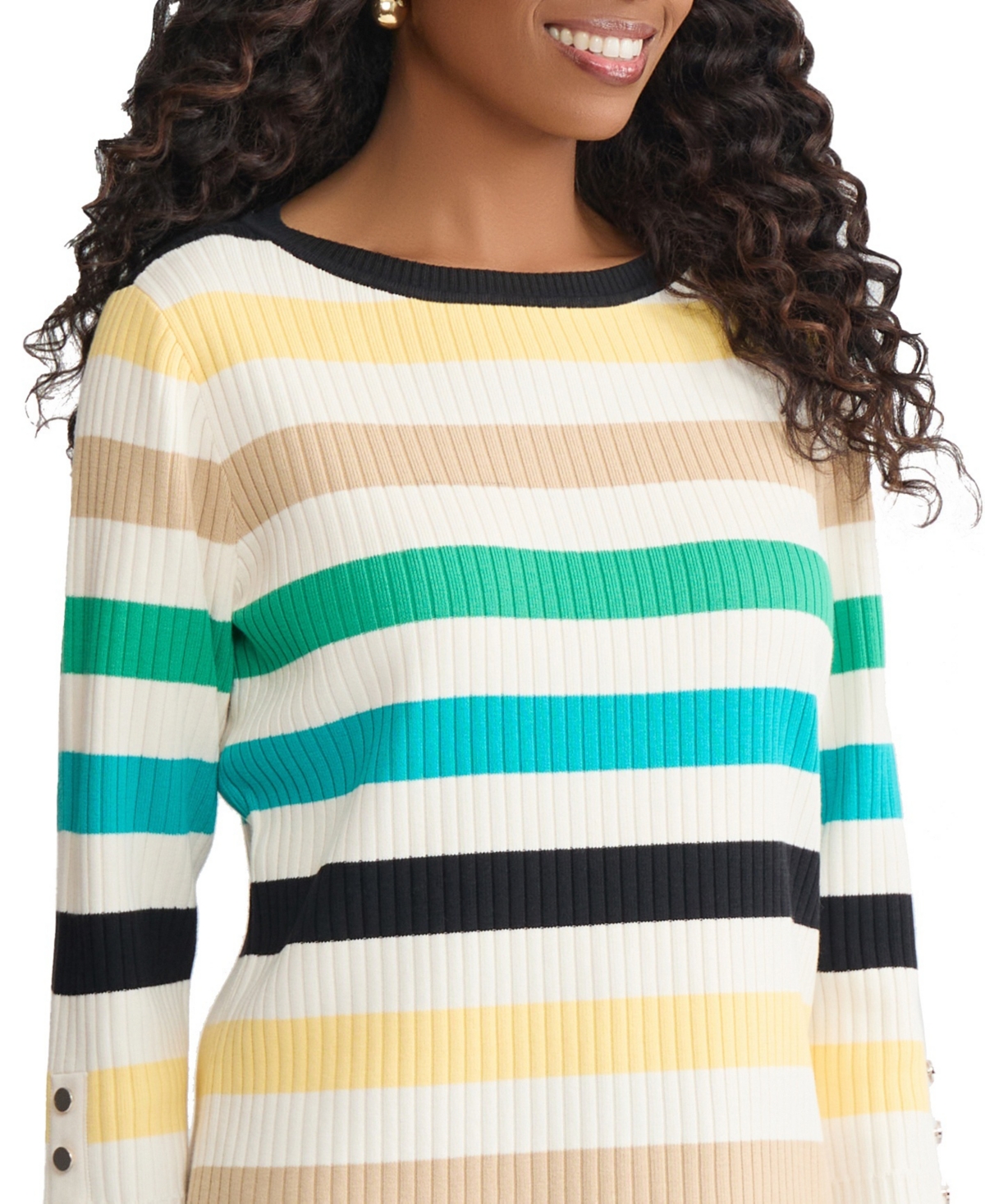 Jones New York Women's Boat Neck Stripe Top