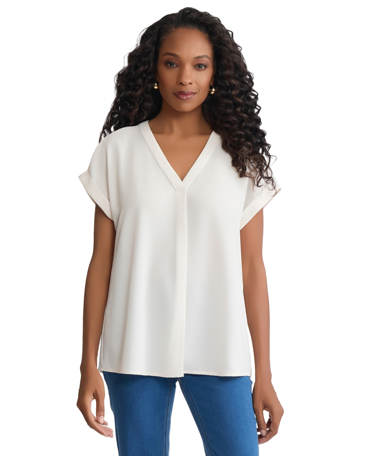 Jones New York Women's V-Neck Short-Sleeve Top