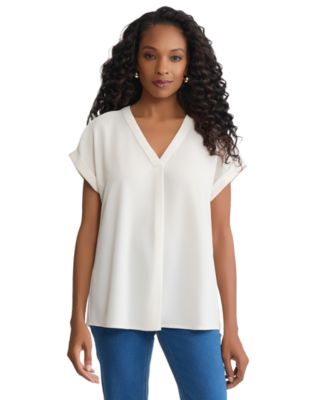 Jones New York Women's V-Neck Short-Sleeve Top - Macy's