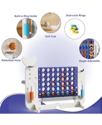 4-in-1 Giant Outdoor Game Set – Jumbo Connect 4, Basketball, Ring Toss & Golf for Kids & Adults