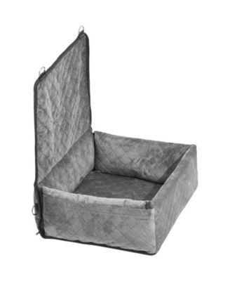 Dog Car Booster Seat w/ Storage Pocket & Safety Leash, Sponge + PP Cotton Fill, Dog Car Bed for Small/Medium Dogs up to 40 lb, Gray