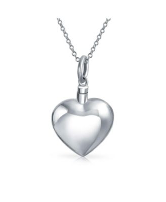 Puff Heart Locket Pendant Memorial Jewelry Necklace For Ashes Sterling Silver