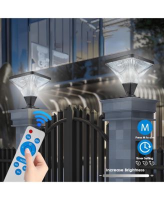 15" Black Outdoor Post Light - LED with Remote Control, Dimmable, Timer Function, Weatherproof for Yard, Garden, Pathway (1-Pack