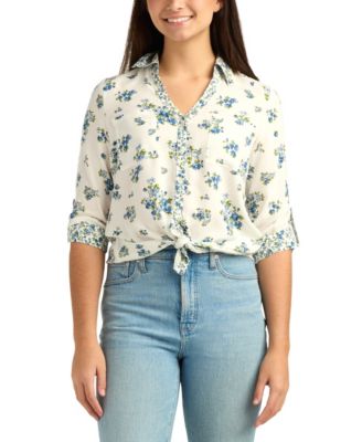 Juniors' Printed Collared Shirt