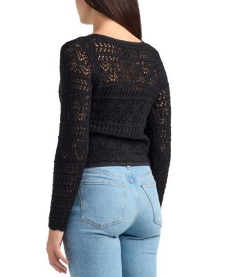 Juniors' Tie-Front Long-Sleeve Cardigan Sweater