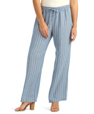 Juniors' Striped Wide-Leg Pull-On Pants