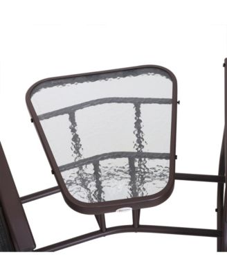 Outdoor Glider Chairs with Coffee Table, Patio 2-Seat Rocking Chair Swing Loveseat with Breathable Sling for Backyard, Garden and Porch, Grey