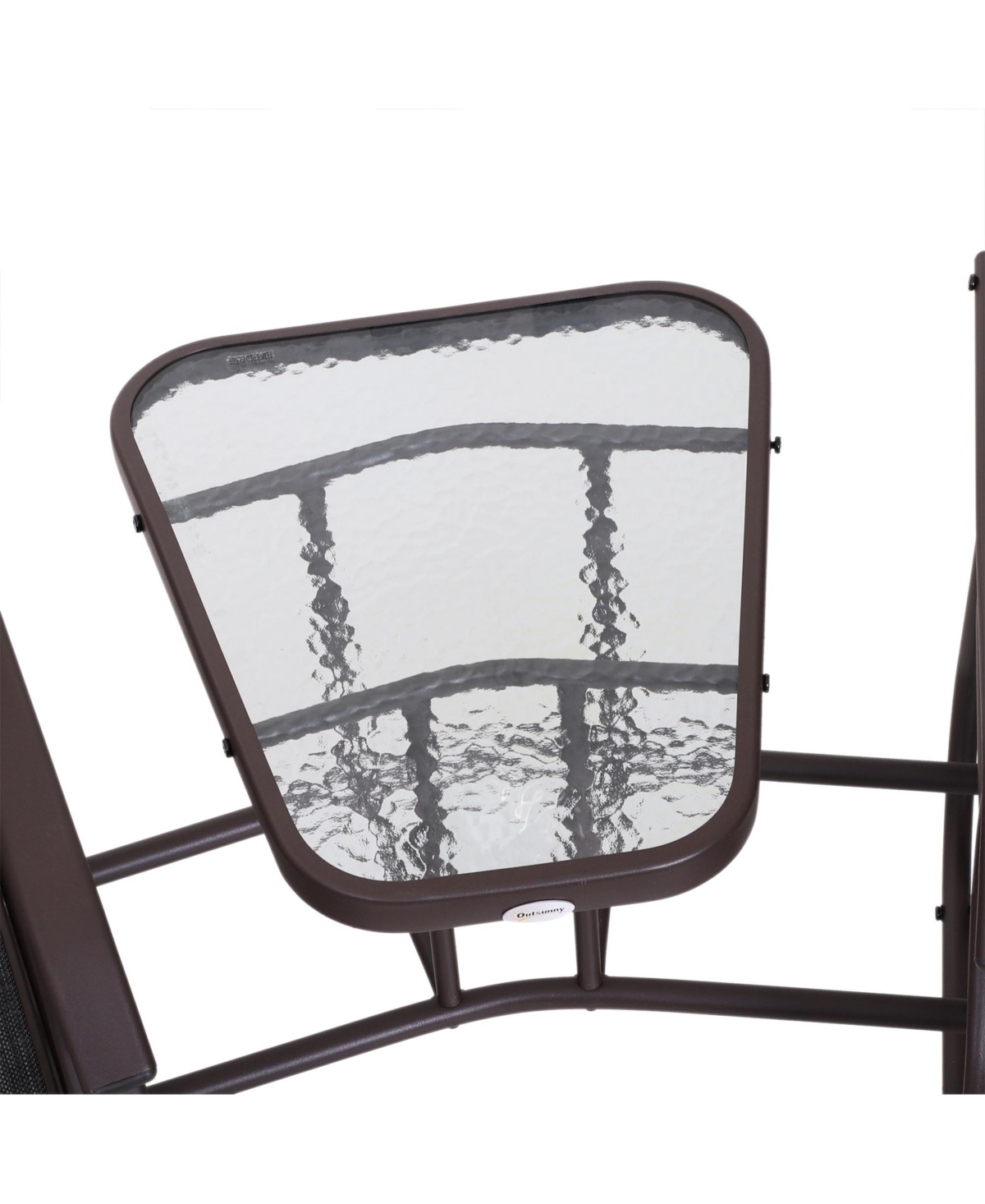 Flynama Outdoor Glider Chairs with Coffee Table, Patio 2-Seat Rocking Chair Swing Loveseat with Breathable Sling for Backyard, Garden and Porch, Grey