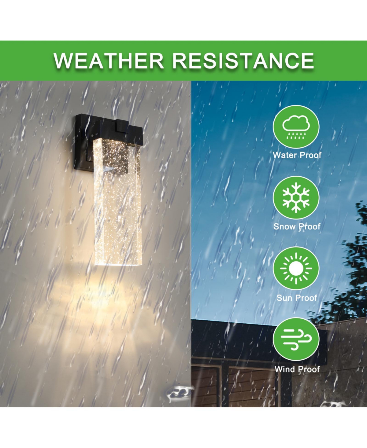 Flynama Waterproof Led Crystal Wall Lamp, 12W, Supports Multiple Bulbs (2-Pack)