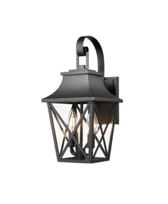 Black Outdoor Wall Lantern, 2-Light Waterproof Modern Sconce with Glass (1-Pack)