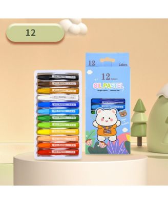 12 Colors Oil Pastel Crayons, Kid Graffiti Pens Easy to Hold and Unbreakable Crayons, Art Supplies for Students