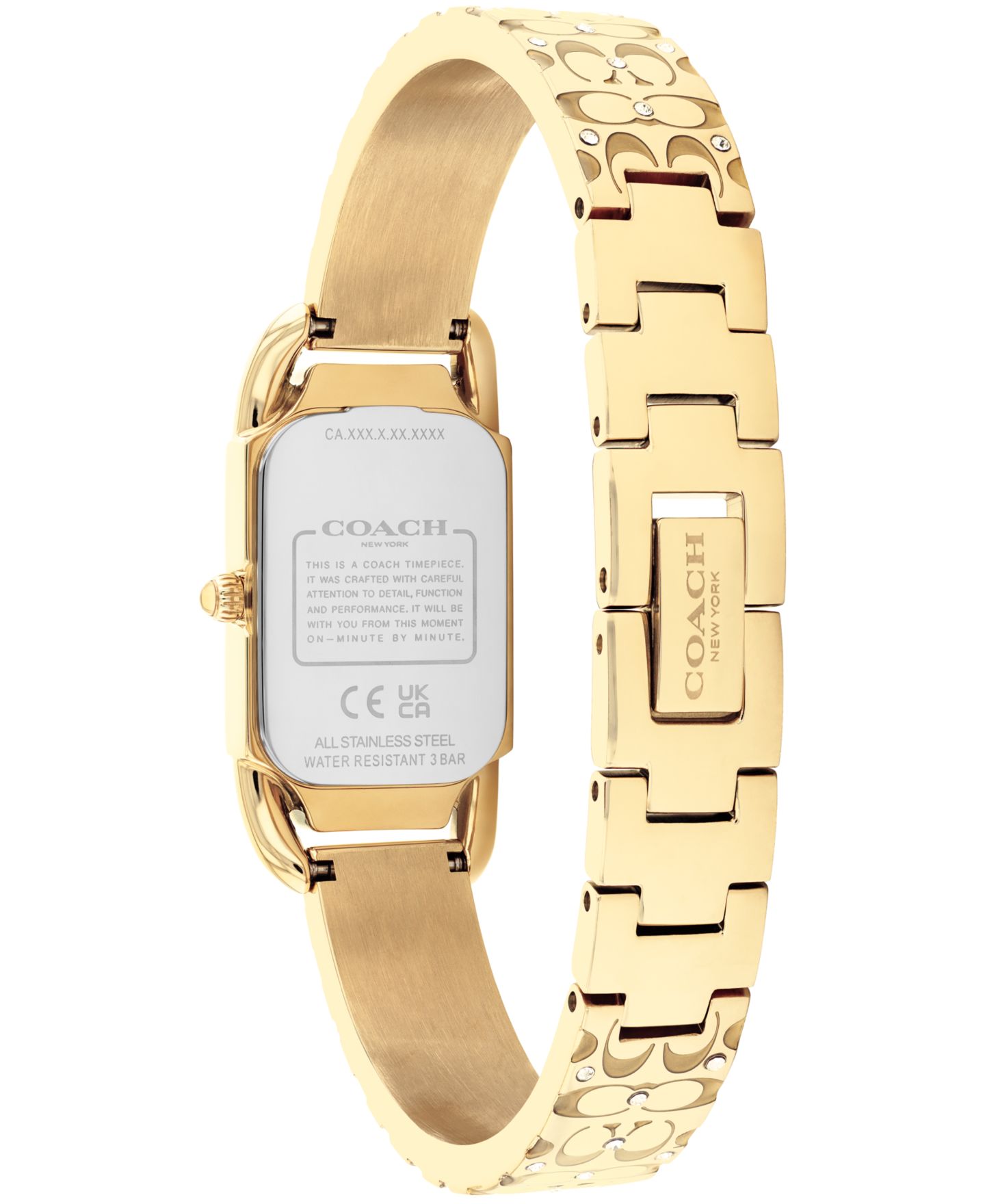 Женские часы Coach Cadie Signature C Gold-Tone Stainless Steel Bangle Watch, 28.5 x 17.5mm — фото 3