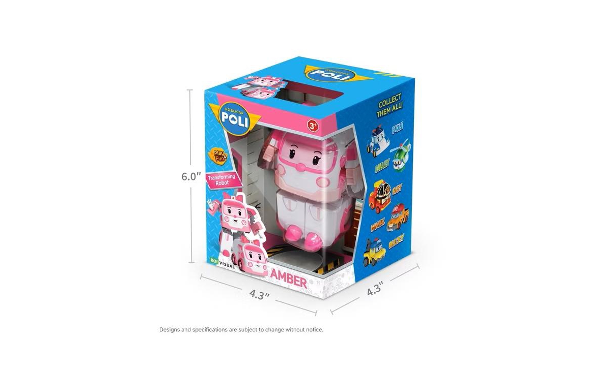 Robocar Poli 2PCS 4" Transforming Robots (Poli & Amber) - Emergency Rescue Vehicle Action Figures | Kids Educational Pretend Play Toy