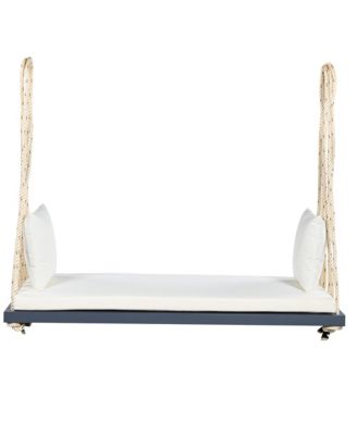 Patio Wooden Swing Chair, Hanging Porch Swing Bench with Cushion&Pillows, 10.8Ft Hemp Ropes for Garden,Backyard, Lawn,Gray