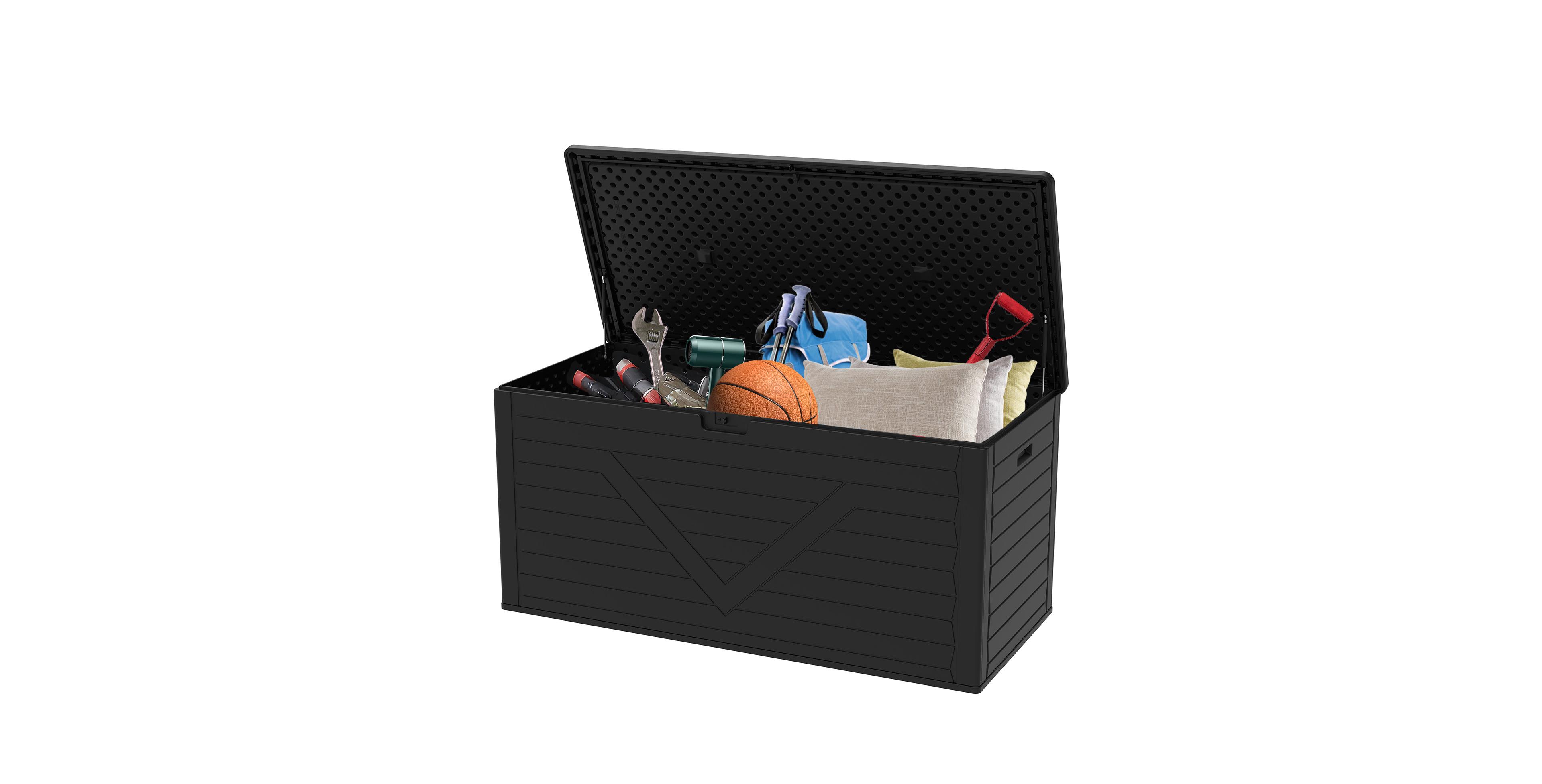 Decksplore Patio Waterproof Resin Deck Box Lockable Outdoor Storage Garden Tools