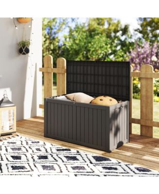 190 Gallon Patio Waterproof Resin Deck Box Lockable Outdoor Storage Garden Tools