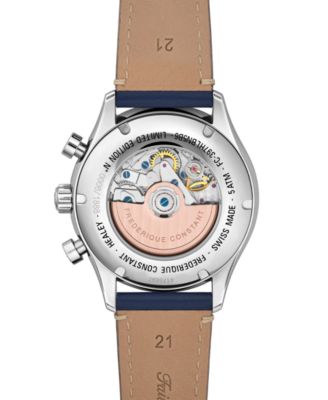 Men's Vintage Rally Healey Chronograph Navy Leather Strap Watch, 42mm