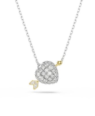 Mixed Cuts, Heart, White, Mixed Metal Finish Idyllia Pendant Necklaces