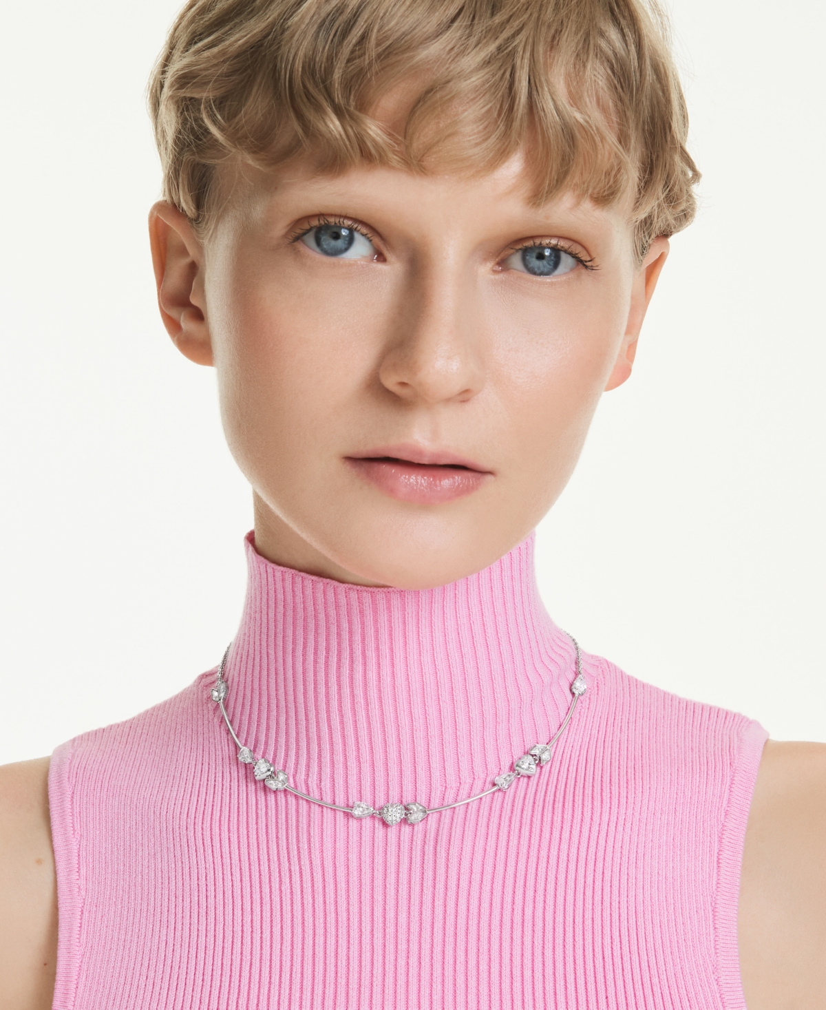 Swarovski Heart with Arrow, White, Rhodium Plated Idyllia Necklace